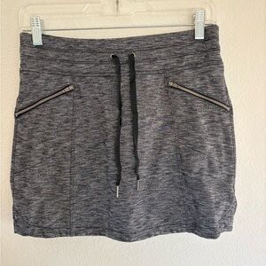Athleta Gray Knit Drawstring Mini Skirt with Zip Pockets